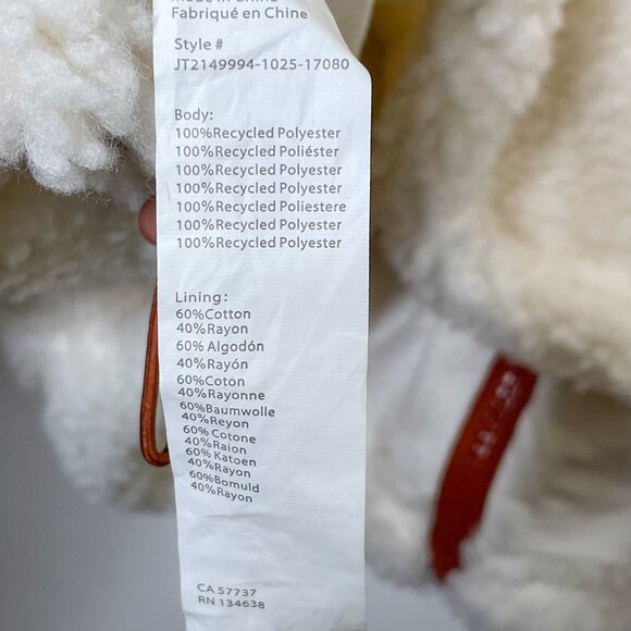 Fabletics Rylan Faux Sherpa Jacket 2X Cream Blue Pocket Zip Teddy Fleece Cozy - Picture 9 of 9